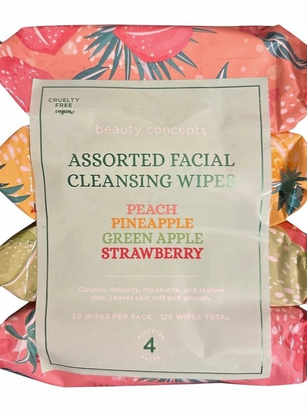 beauty concepts Assorted Facial Cleansing Wipes 120 Count